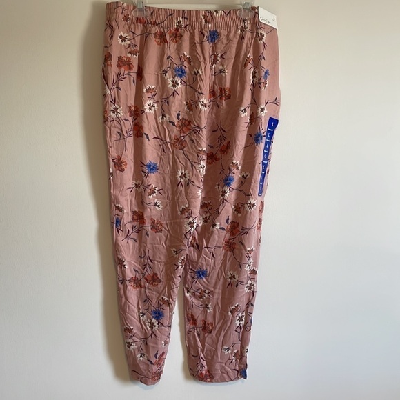Boho Feminine Floral Pants Business Joggers Jessica Simpson Cadie Pink LG Comfy - Picture 5 of 11